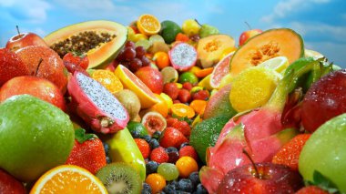 Yığının Üzerinde Farklı Taze Meyve Türleri, Yakın plan