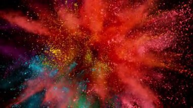 Süper Yavaş Çekim Renk Tozu Patlaması Siyah Arkaplan 'da izole edildi. Yüksek Hız Sineması Kamerası 'nda 1.000 fps hızla çekilmiştir.