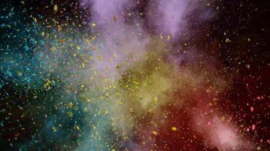 Süper Yavaş Çekim Renk Tozu Patlaması Siyah Arkaplan 'da izole edildi. Yüksek Hız Sineması Kamerası 'nda 1.000 fps hızla çekilmiştir.