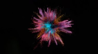 Renk Tozu Patlamasının Süper Yavaş Çekimi. 1000 FPS 'te Yüksek Hız Sineması Kamerası' nda çekildi.