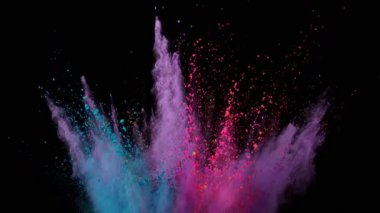 Renk Tozu Patlamasının Süper Yavaş Çekimi. 1000 FPS 'te Yüksek Hız Sineması Kamerası' nda çekildi.