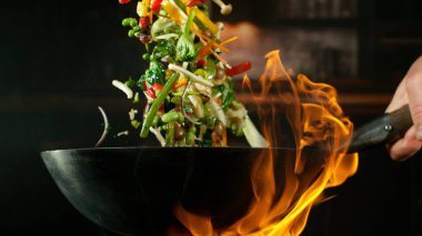 Uçan Asyalı Tavanın Dondurucu Hareketi Alevli İçindekiler