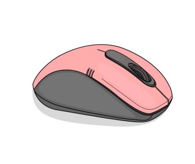 Pink wireless mouse on a white background. Technology and computer connection concept. Vector illustration design