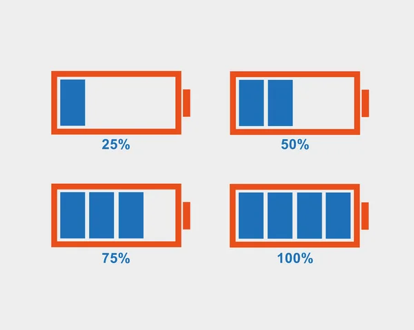 Set Color Battery Different Level Charge Battery Indicator Vector Illustration — Stock vektor