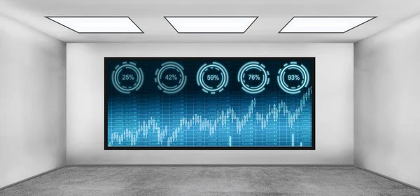 Virtuális Üzleti Big Data Stock Diagramok Digitális Képernyőn Beton Sötét — Stock Fotó