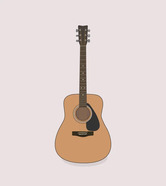 Yellow Acoustic Guitar Gray Background Art Musical Concept Vector Illustration — Stock Vector