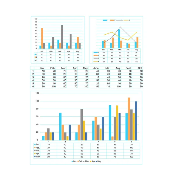 ビジネスビッグデータ チャート グラフとデジタル画面インターフェイス 分析ビジネス会計の概念 ベクターイラストデザイン — ストックベクタ