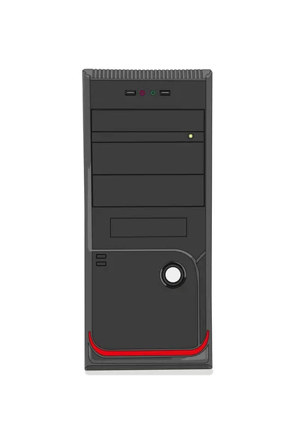 Zwarte Rode Systeem Unit Case Computer Hardware Technologie Concept Ontwerp — Stockvector
