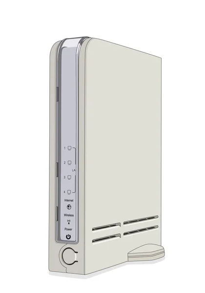 Router Inalámbrico Blanco Vertical Sin Antena Tecnología Aplicación Móvil Elemento — Archivo Imágenes Vectoriales