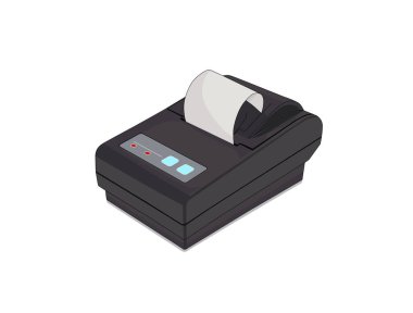 Mali yazıcı ve çek için siyah yazıcı. Teknoloji ve iş vektör elementi. Vektör illüstrasyon tasarımı