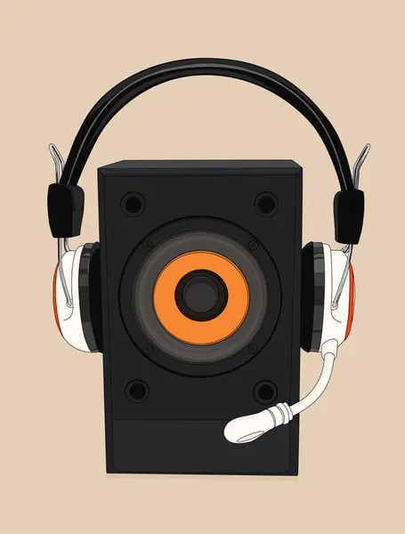 Навушники Розмовляйте Концепція Музики Розваг Векторний Дизайн Ілюстрації — стоковий вектор