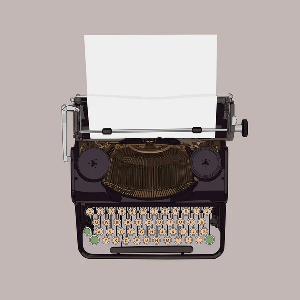 Draufsicht Auf Schreibmaschine Mit Papier Auf Grauem Hintergrund Kunst Und — Stockvektor