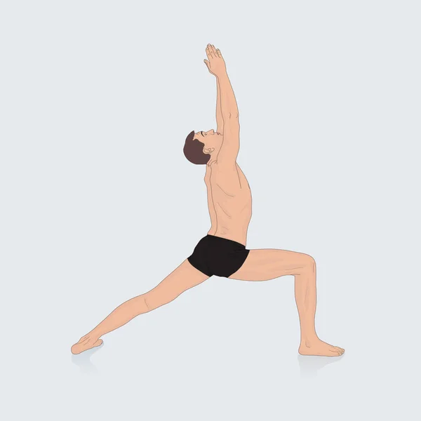Yoga Mann Macht Yoga Übungen Meditation Entspannung Und Fitness Konzept — Stockvektor