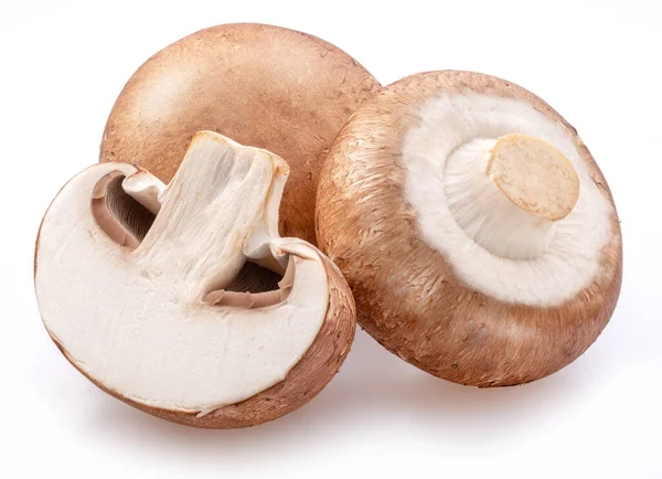 Brown Cap Champignons Slice Champignon Mushroom Isolated White Background Close — Stock Photo, Image