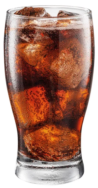 Vaso Frío Bebida Cola Con Cubitos Hielo Aislados Sobre Fondo — Foto de Stock
