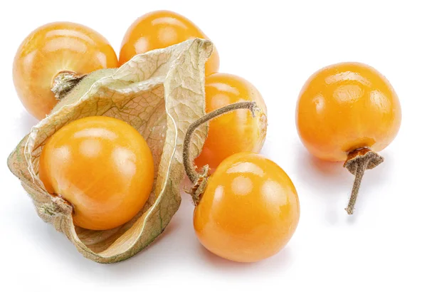 Ripe Physalis Golden Berry Fruits Calyx Isolated White Background — стоковое фото