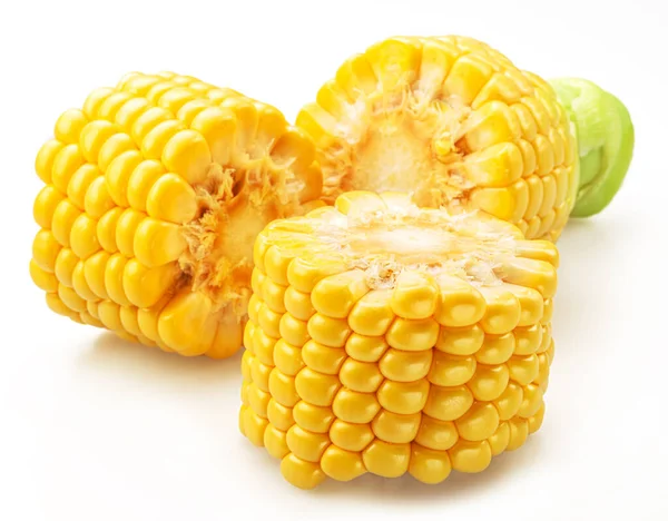 Kawałki Kolby Kukurydzy Lub Kolby Kukurydzy Izolowane Białym Tle — Zdjęcie stockowe