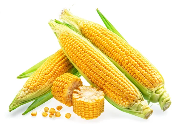 Kukoricát Vagy Kukoricát Izoláltak Fehér Alapon — Stock Fotó