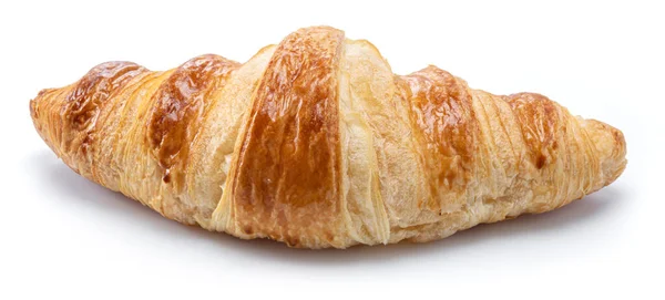 Chutné Krusty Croissant Zblízka Bílém Pozadí — Stock fotografie