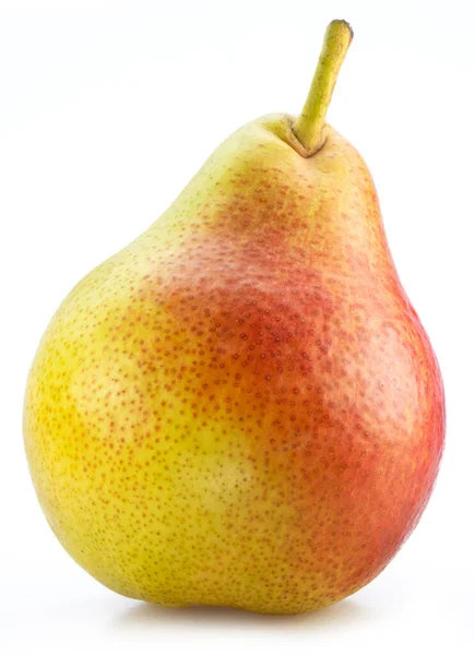 成熟的黄色梨子 红色侧面与白色背景隔离 — 图库照片