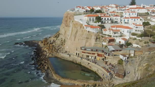 Ακτή Του Ωκεανού Στο Ηλιοβασίλεμα Azenhas Mar Πορτογαλία Περιοχή Colares — Αρχείο Βίντεο