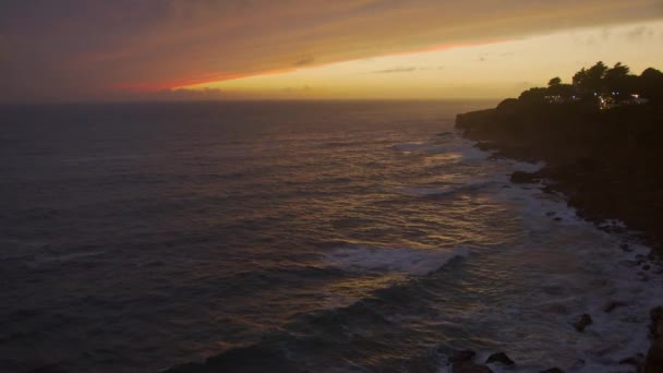 Schöner Abendsonnenuntergang Atlantik Bei Marinha Cascais Portugal Küste Luftaufnahme — Stockvideo
