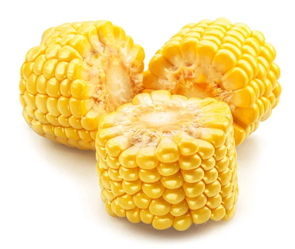 Cuts of maize cob or corn cob isolated on white background.