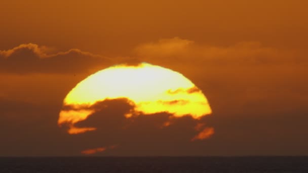 Вечер Заката Большим Солнцем Атлантическом Океане Красивая Заставка Любого Ваших — стоковое видео