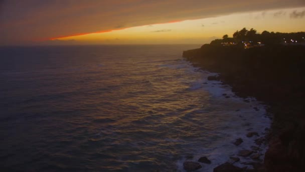 Belo Pôr Sol Noturno Oceano Atlântico Marinha Cascais Costa Portugal — Vídeo de Stock