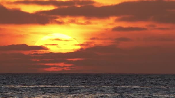 Piękny Wieczór Zachód Słońca Wielkim Słońcem Oceanie Atlantyckim Wybrzeżu Portugalii — Wideo stockowe