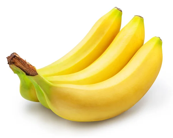 三个成熟的黄色香蕉 文件包含裁剪路径 — 图库照片