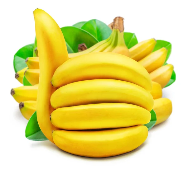 Banan Kciuk Znak Zielone Liście Banana Wiele Bananów Izolowane Białym — Zdjęcie stockowe