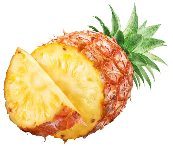 Scheiben Geschnittene Ananasfrüchte Und Ananasfruchtscheiben Isoliert Auf Weißem Hintergrund Datei — Stockfoto