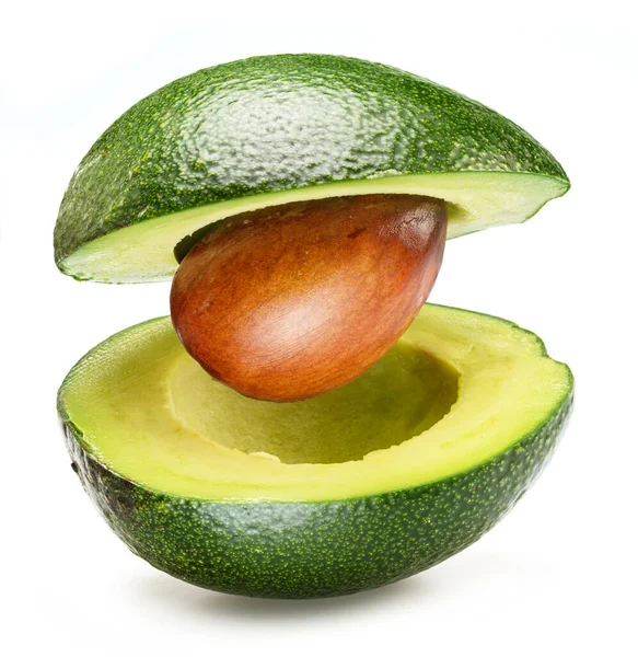 Cut Avocado Fruit Isolated White Background — Stok fotoğraf