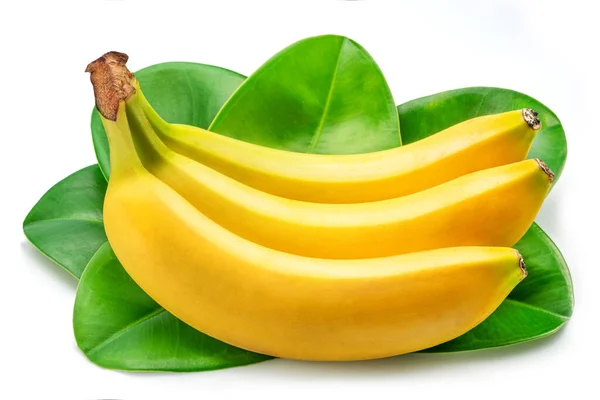 Banana Bunch Green Banana Leaves Isolated White Background — Stock Photo, Image