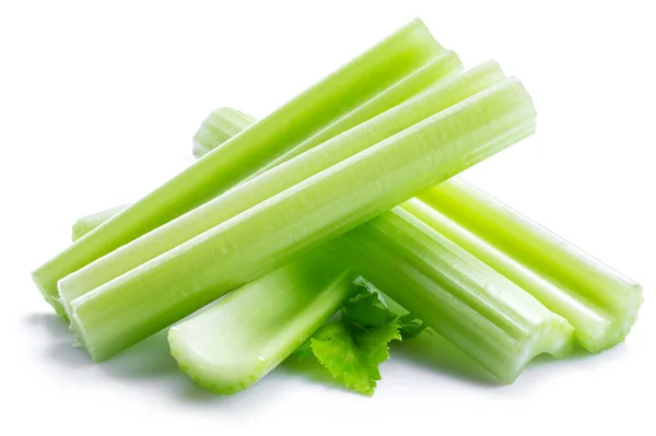 Pile Celery Ribs Cuts Isolated White Background — Stock Photo, Image