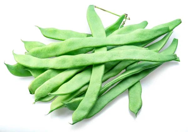 白い背景に隔離されたフランスの緑豆 緑豆はタンパク質 食物繊維 ミネラルが豊富ですが カロリーは低いです — ストック写真