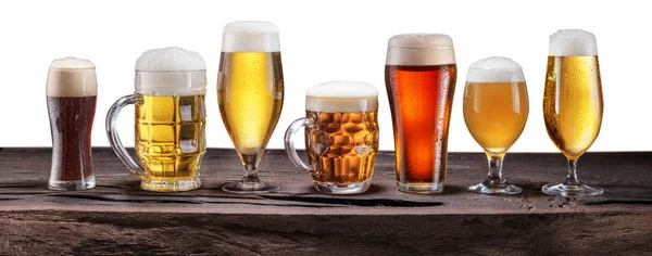 Kolekce Různých Druhů Pivních Sklenic Piva Soubor Obsahuje Cestu Oříznutí — Stock fotografie