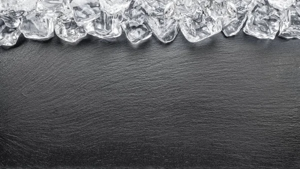 Natural Stone Black Slate Serving Plate Ice Cubes Arranged Frame — ストック写真