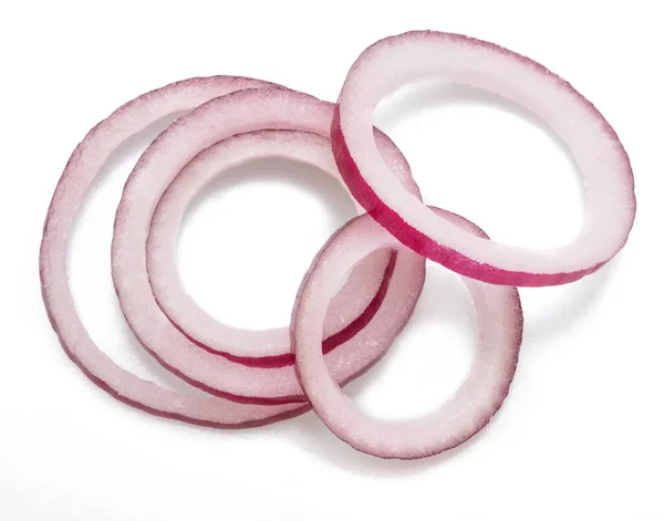 Red Onion Rings Close White Background — Stock Photo, Image