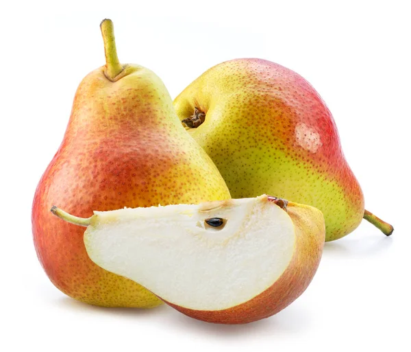 Pear Dan Pear Slice Terisolasi Pada Latar Belakang Putih — Stok Foto