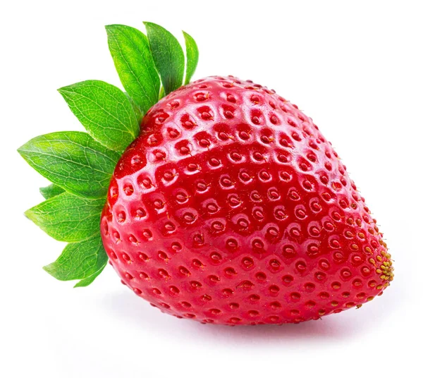 Een Rijpe Aardbeien Geïsoleerd Witte Achtergrond — Stockfoto