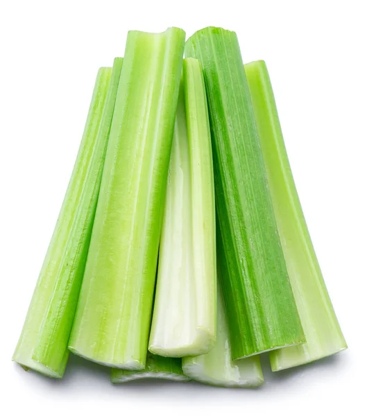 Pile Celery Ribs Isolated White Background Stock Photo