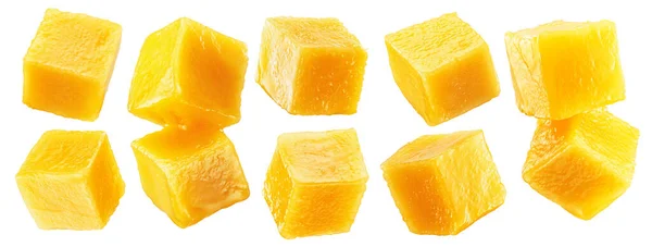 Mango Cubes Isolated White Background File Contains Clipping Path — Stock Photo, Image