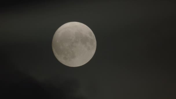 超级月亮在夜空中穿行 伴随着小云 — 图库视频影像