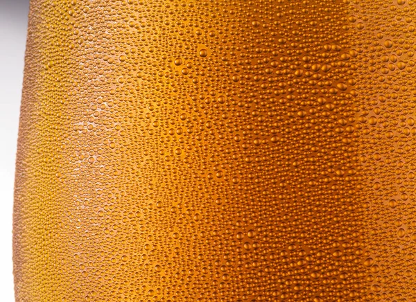 Vaso Cerveza Primer Plano Pequeñas Gotas Agua Superficie Vidrio Frío — Foto de Stock