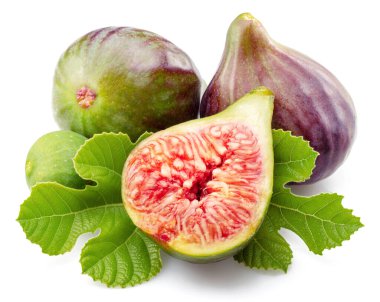 Fig fruits and slice of fig isolated on white background. clipart