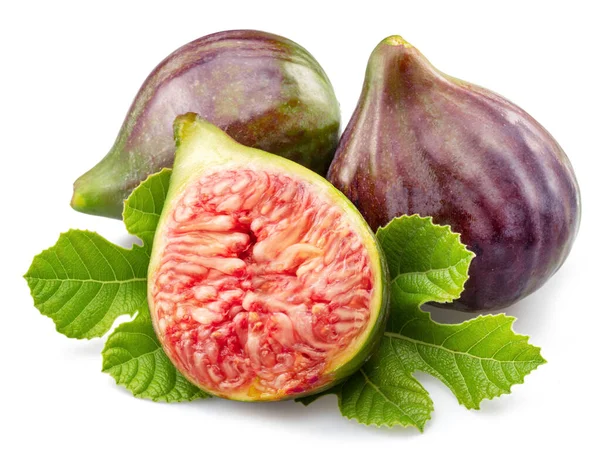 Fig Frutas Fatia Figo Isolada Sobre Fundo Branco — Fotografia de Stock