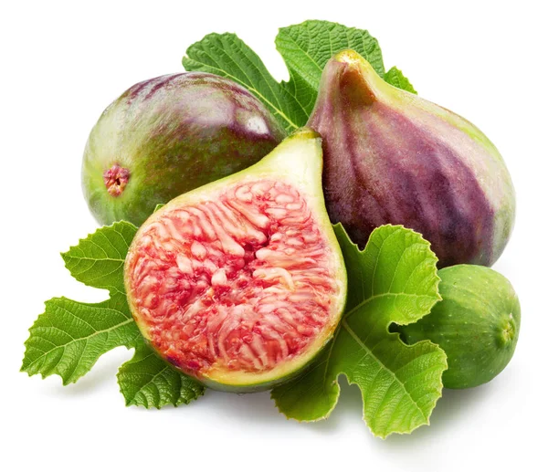Fig Frutas Fatias Figo Isoladas Sobre Fundo Branco — Fotografia de Stock
