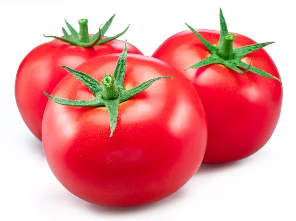 Tomates Vermelhos Isolados Sobre Fundo Branco — Fotografia de Stock